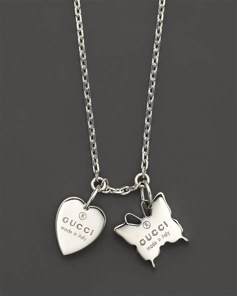 gucci silver butterfly necklace|gucci silver charm necklace.